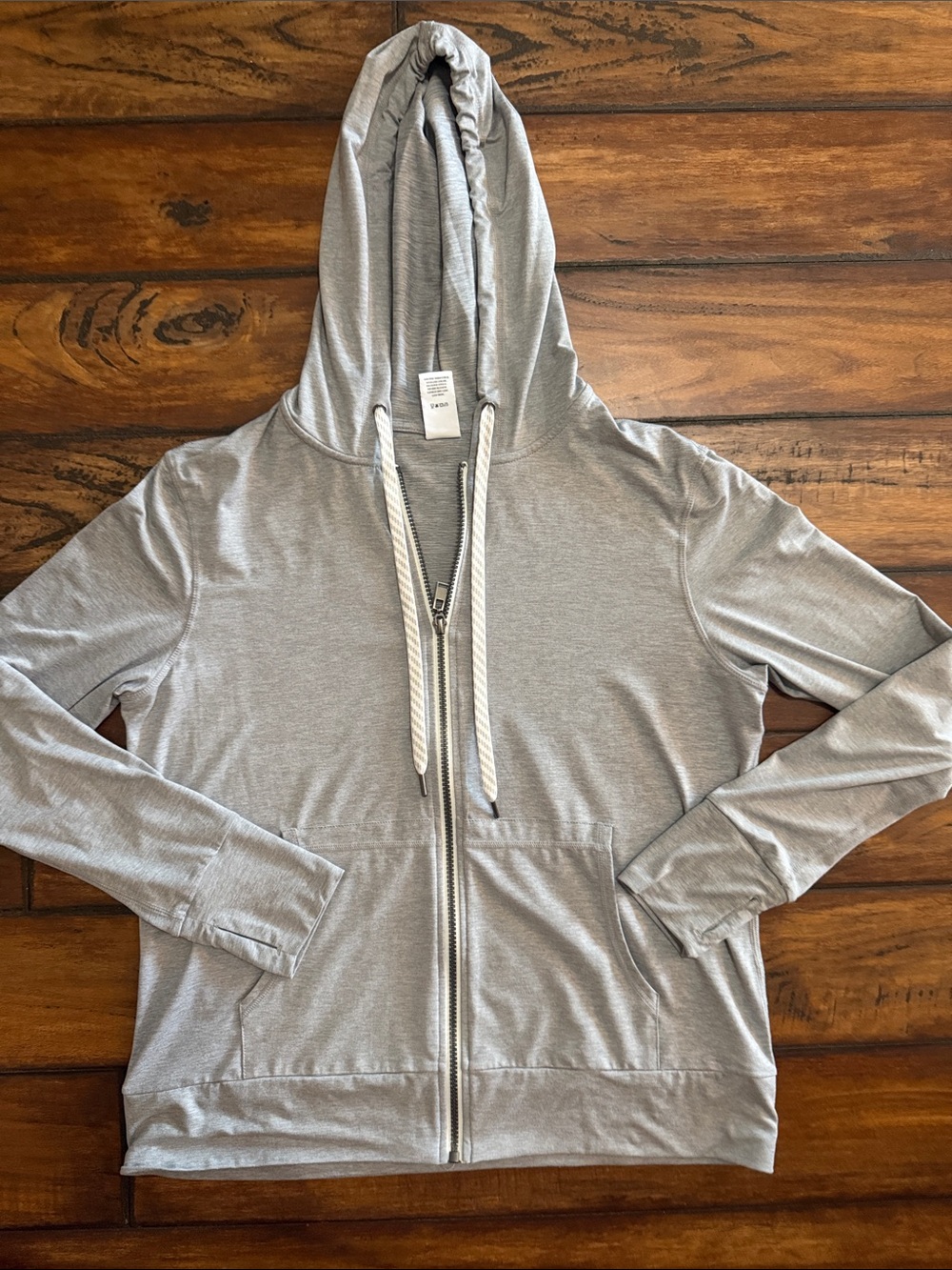 Like New Favorite Soft Lightweight Light Gray Zip-Up Hoodie With Pockets